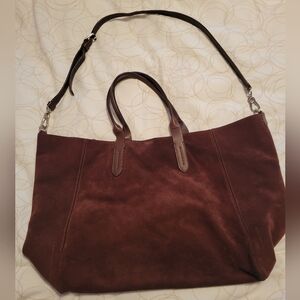Brown Suede Tote Bag